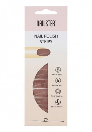Nail Strip Glitter Brown with nude stripe